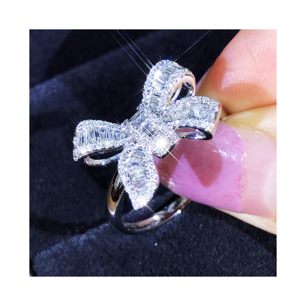 Arrival Bow Tie Ladder Diamond Rings Simulation Jewelry Temperament Female Wedding Ring For Women