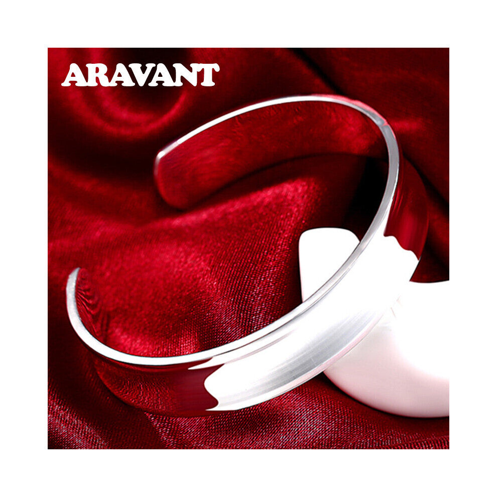 925 Silver Smooth Open Cuff Bracelets&Bangles For Women Silver Jewelry