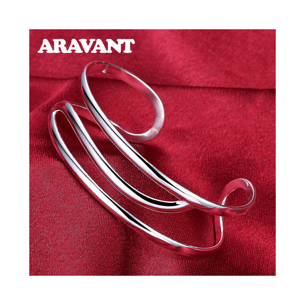 925 Silver Open Cuff Bracelets&Bangles For Women Anniversary Jewelry