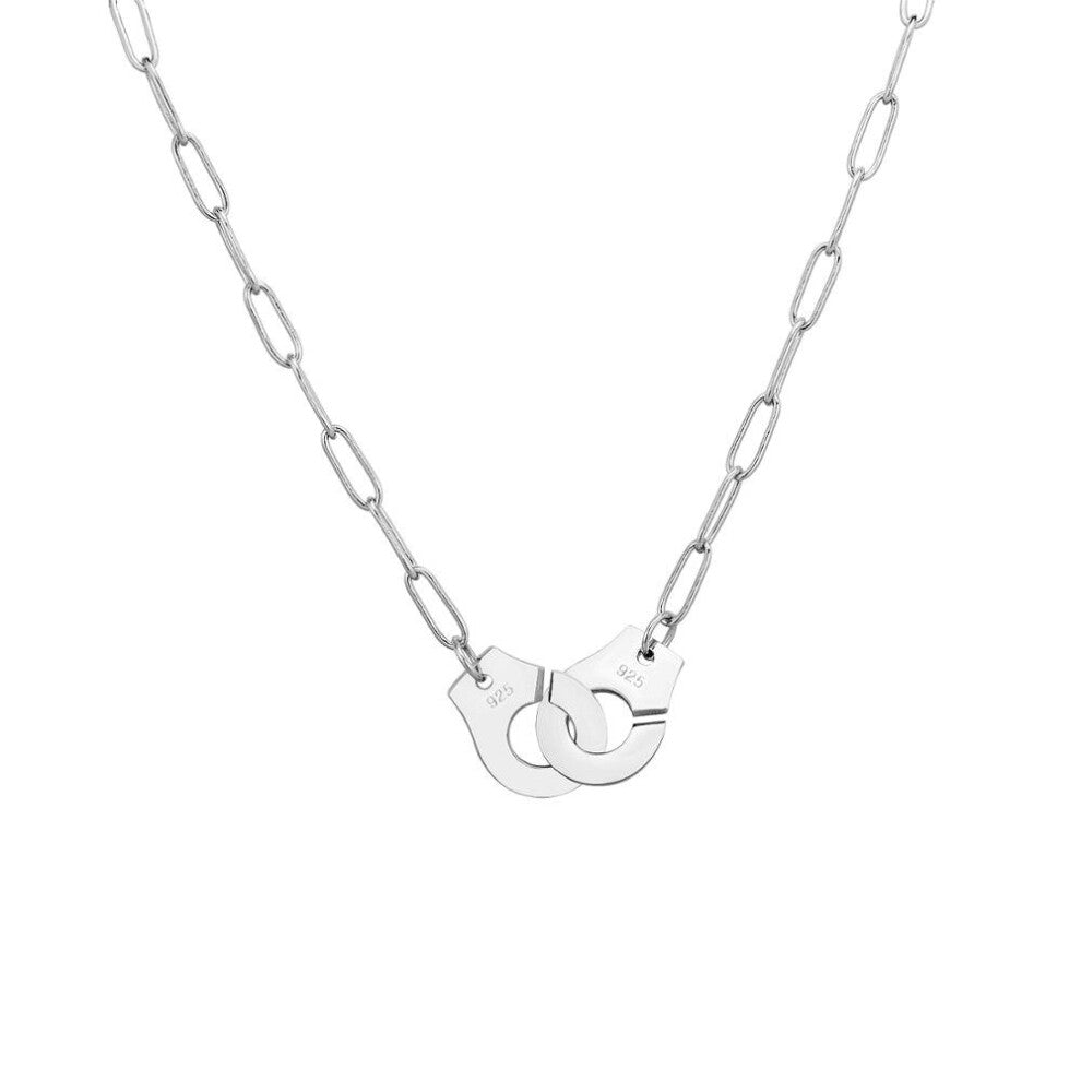 S925 Sterling Silver Handcuff Pendant & Necklace For Women Silver Chain Handcuff Necklace Menottes