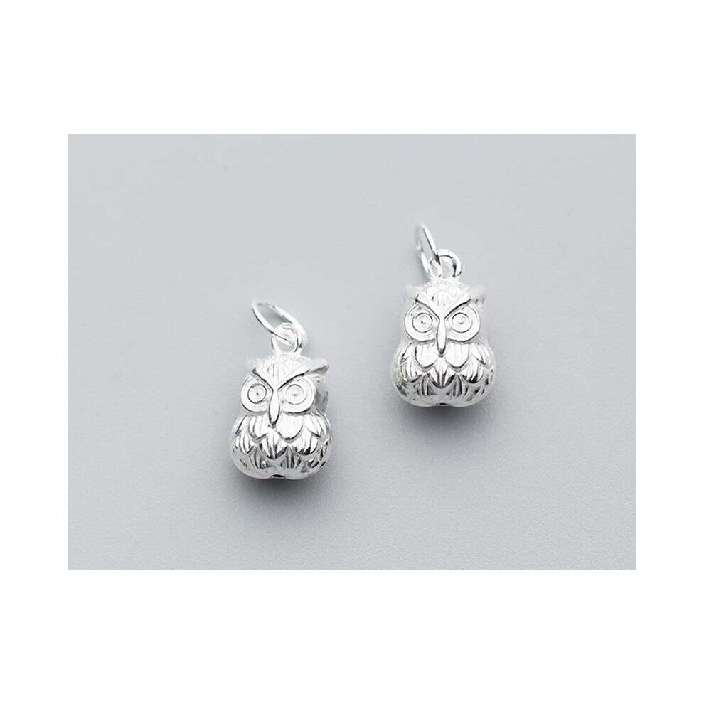 100% 925 Sterling Silver Vintage Cartoon Owl Charms For Women Men Jewelry Making DIY Craft Bracelets&Necklace Jewelry Materials