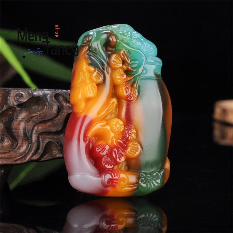 Natural Hetian Jade Vase Ruyi Pendant Jewelry Charms Amulet Women Men Sweater Chain Couple Holiday