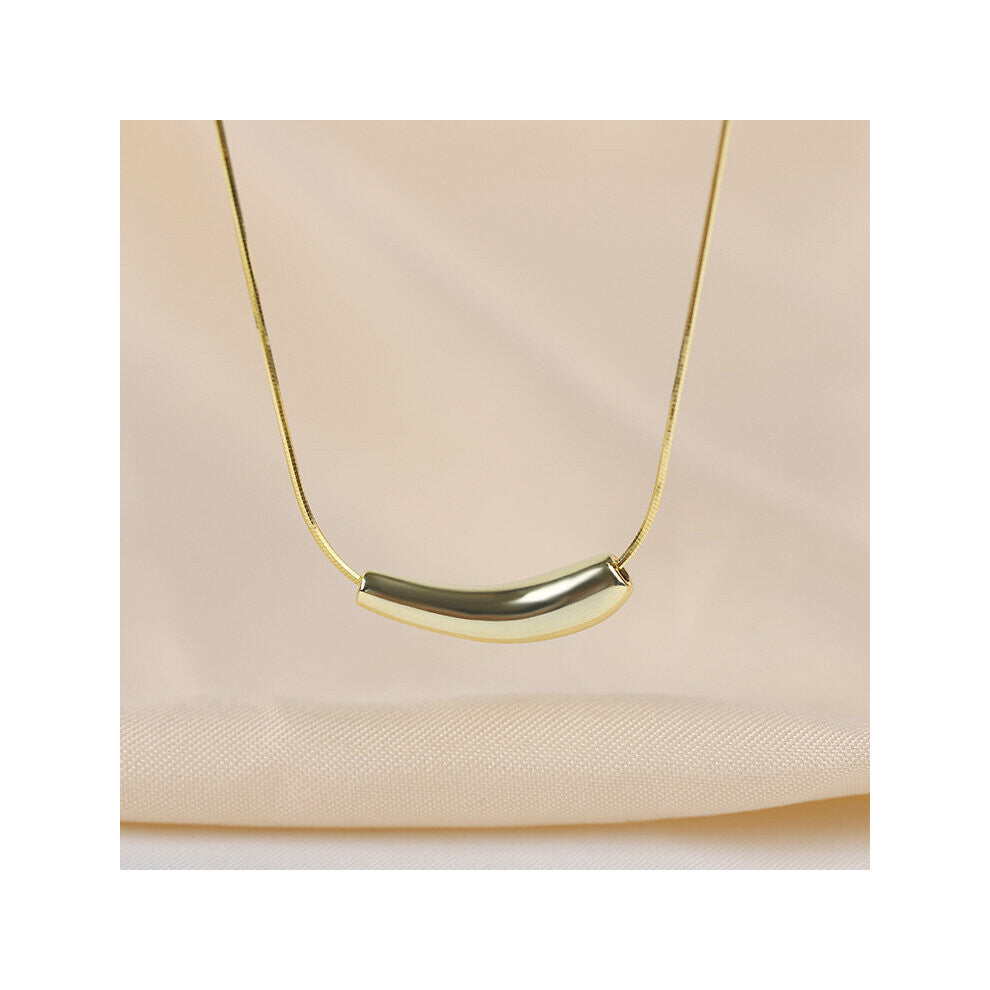 Lbyzhan small eggplant shape pendant and silver tube Necklace metal chain jewelry