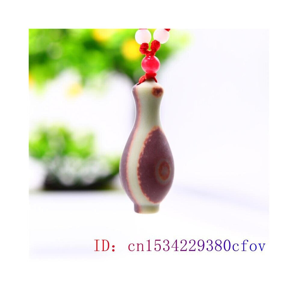 Jade Vase Pendant Necklace Natural Amulet Carved Jewelry 3D Charm Chinese