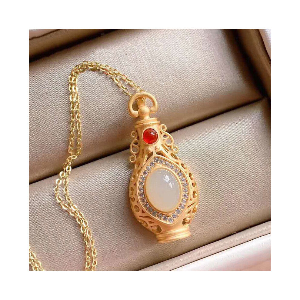 Natural Hetian Jade Vase Pendant Women's Small Chinese Style Retro Necklace Women's Palace Style Ornament