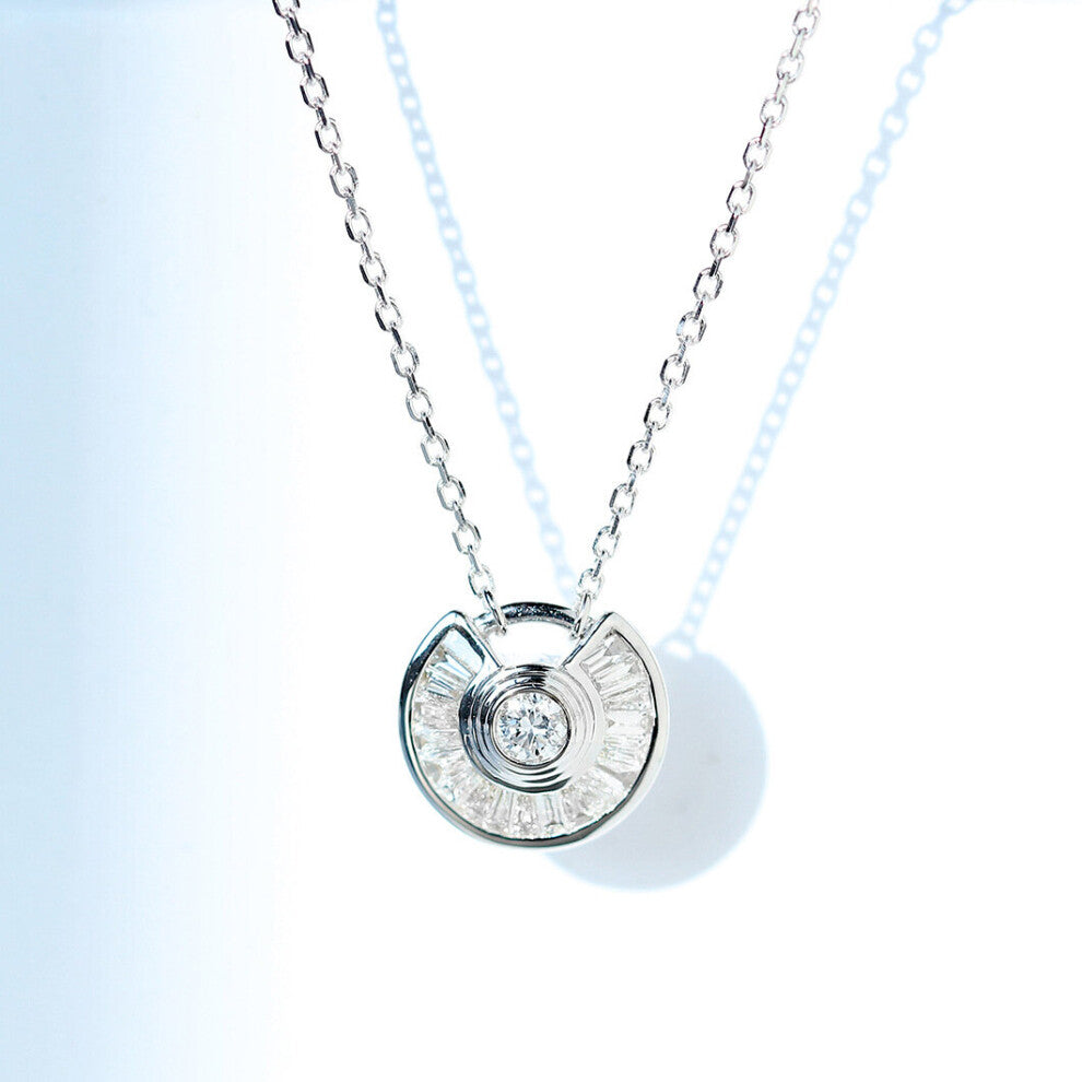 Newest Vintage Round Necklace Amulet Zircon Pendant Ladder Square Real Diamond Clavicle Chain Female