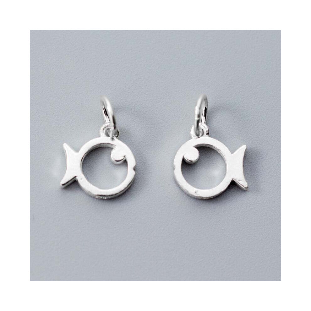 Hollow Out Fish Dangle Charms 10x10mm Girls Jewelry Pendants 925 Sterling Silver Accessories DIY Jewelry Make