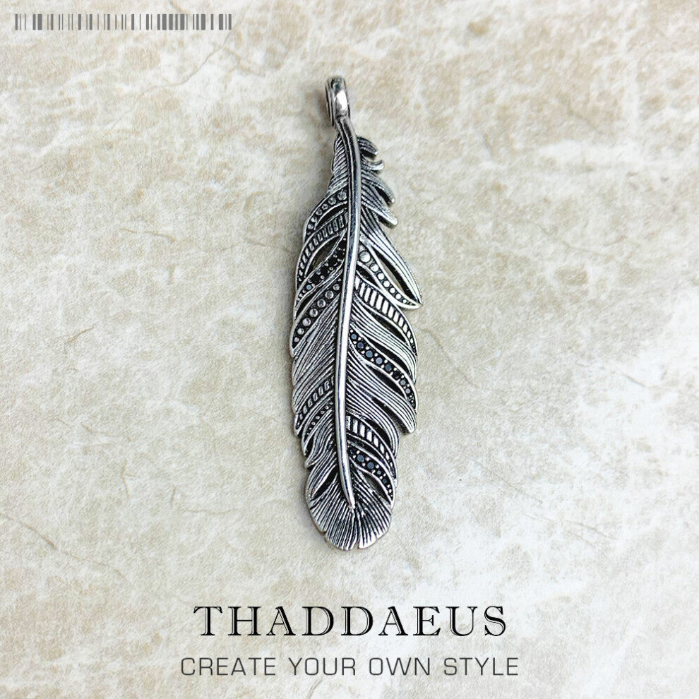 Pendant Feather Fine Jewelry Europe 925 Sterling Silver Accessories Vintage Gift For Women Men