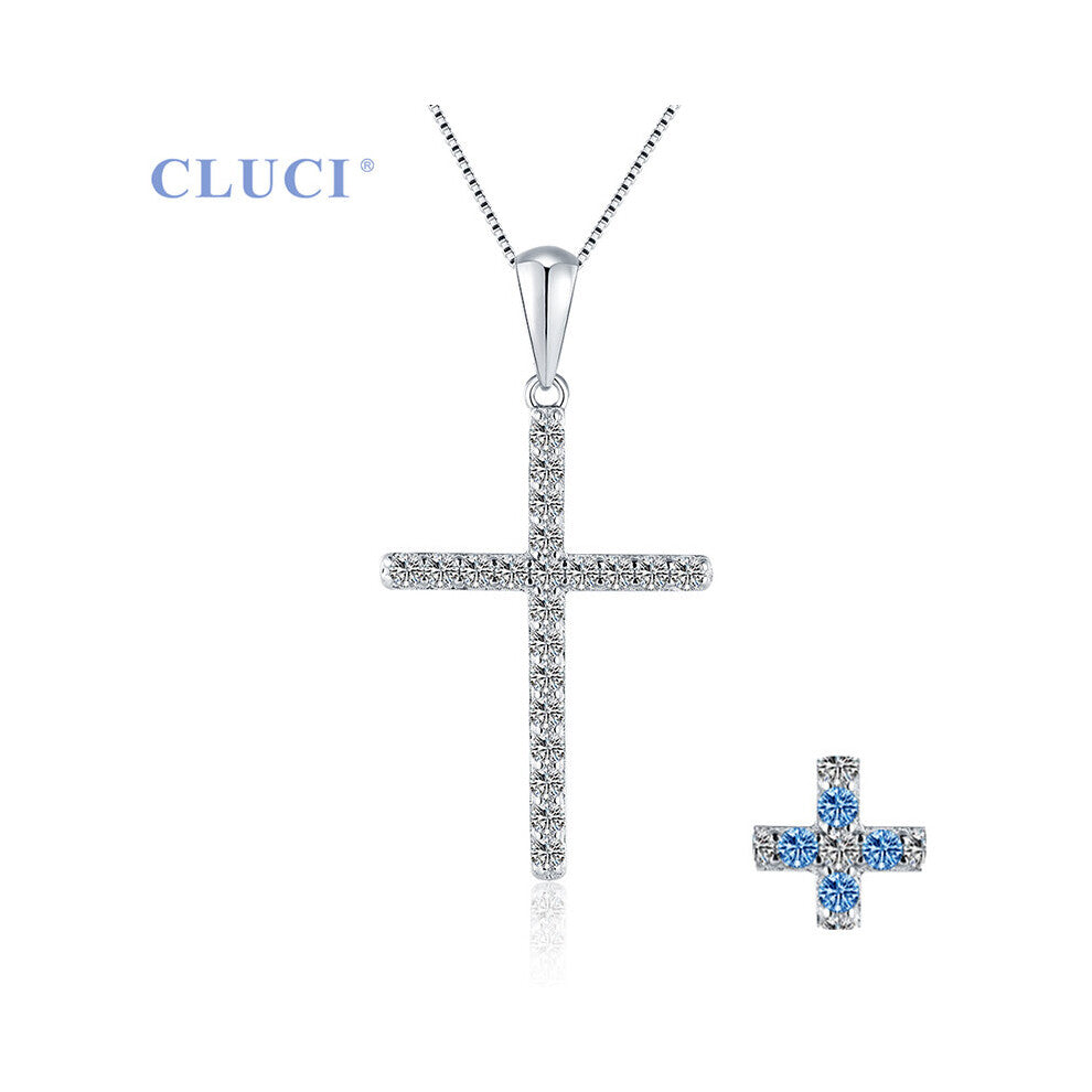 925 Silver Zircon Inlay Cross Pendant Hot Women Accessories Religious Jewelry Gift Charms Pendant DP035SB