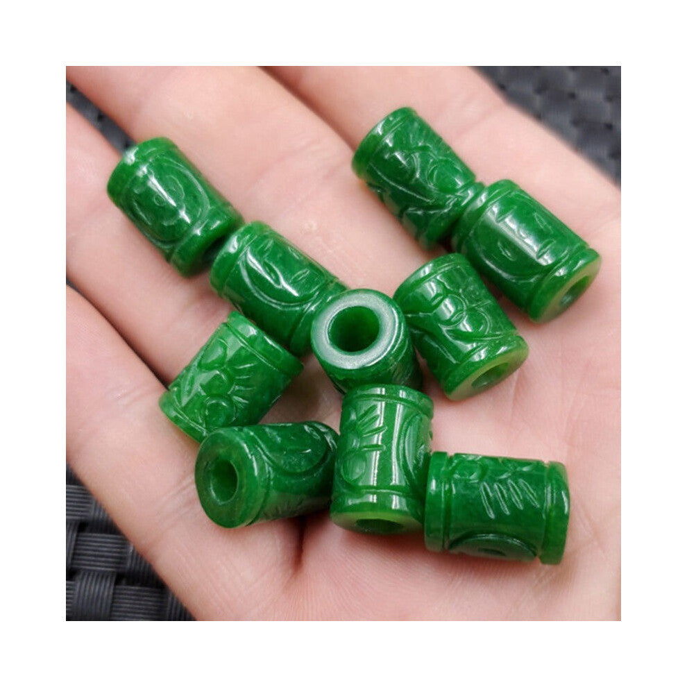 5pc Natural A Green Jade Money Beads DIY Bracelet Bangle Charm Jadeite Jewellery Accessories Amulet for Women Men
