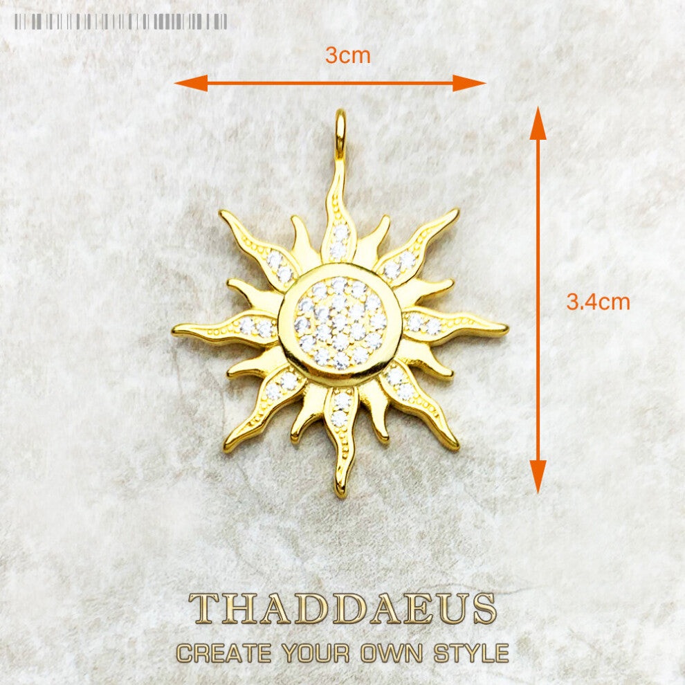 Pendant Sun Star CZ Pave Summer Winter 925 Sterling Silver Fine Jewelry Europe Style Accessories Gift For Men Woman
