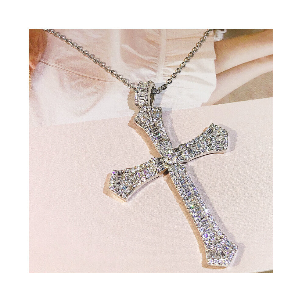 Vintage Cross Pendant Necklace 925 Silver For Women Gift Long Chain Punk Goth Jewelry Accessories Choker Gothic Jewelrys