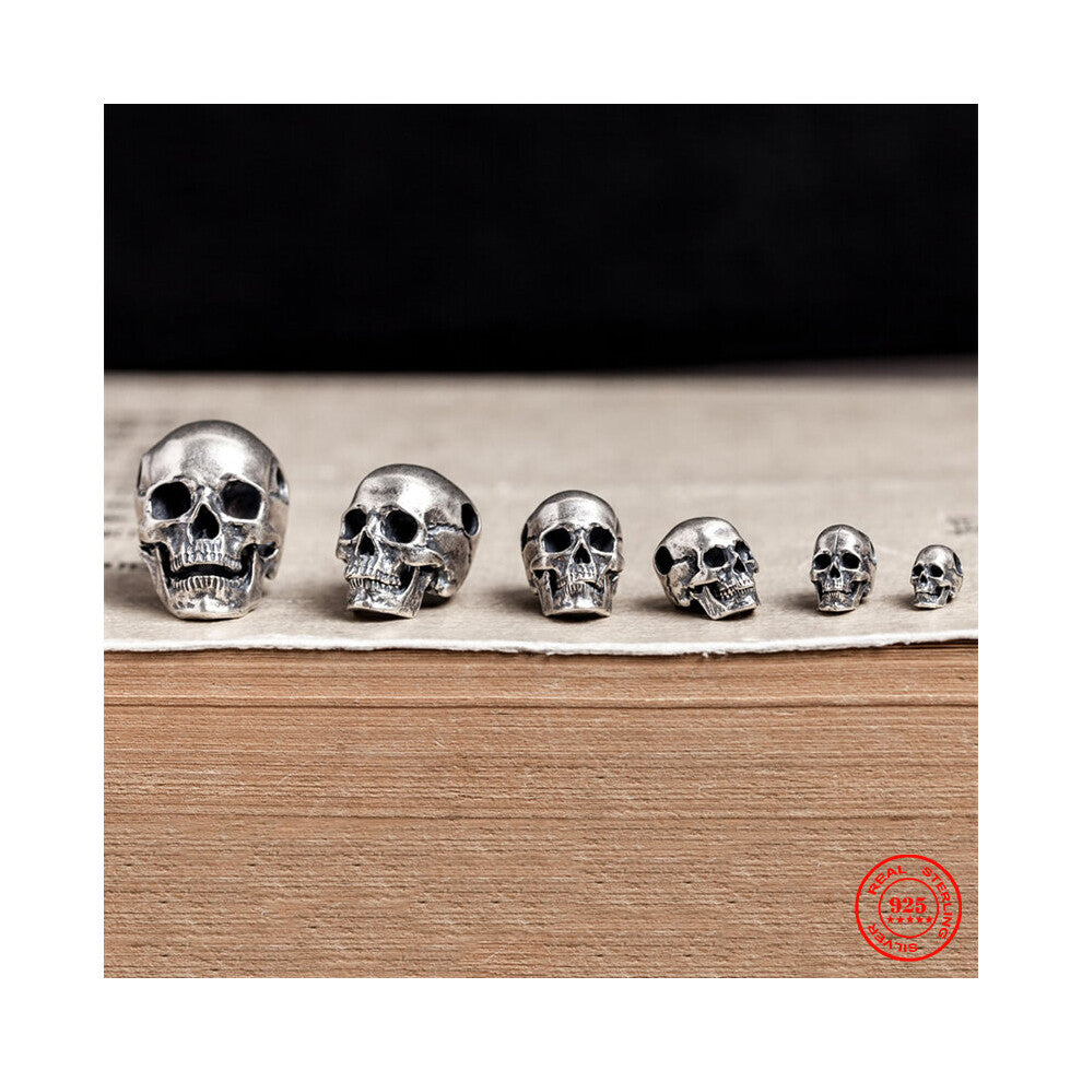 Hip-hop Punk Rock Skull Necklace Pendant 100% 925 Sterling Silver Domineering Skeleton Pendent Accessories Jewelry