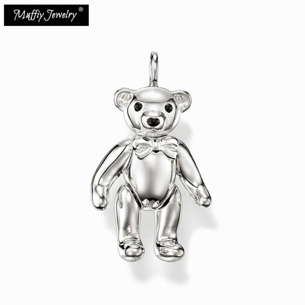 Teddy Bear Pendant 925 Sterling Silver Fine Jewerly Accessories Fit Necklace Europe Styling Bijoux Gift For Man Women