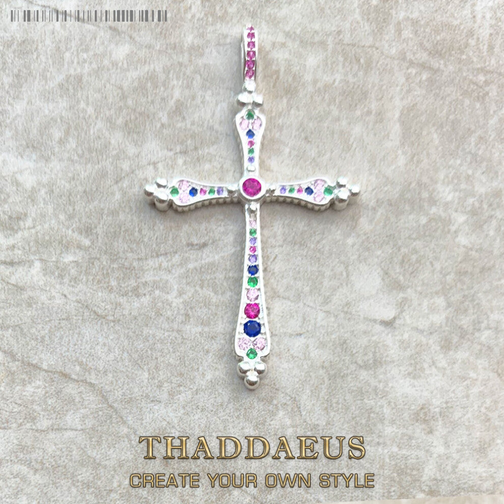 Pendant Royalty Cross,Brand Fine Vintage Bohemia Jewelry Europe Pure 925 Stetling Silver Accessories Gift For Men Woman