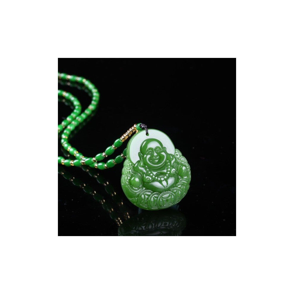 Chinese Green Jade Money Buddha Pendant Necklace Charm Jewellery Accessories Hand-Carved Man Woman Luck Amulet