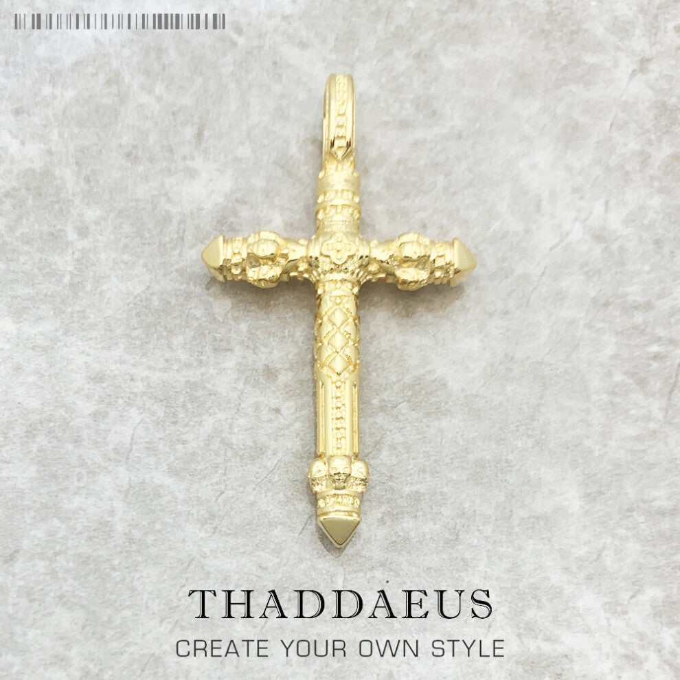 Pendant Golden Skull Cross Fine Jewelry 925 Sterling Silver Accessories Vintage Gift For Women Men