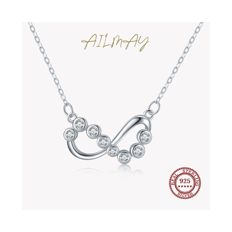 100% 925 Sterling Silver Romantic Infinite Love Tiny Small Bubble CZ Necklace For Women Jewelry