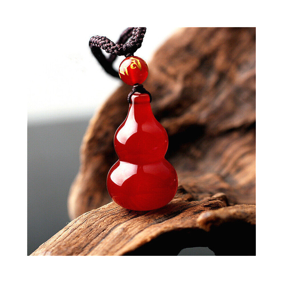 Natural Red Chalcedony Gourd Jade Pendant Necklace Chinese Carved Charm Agate Jewellery Accessories Amulet for Men Women