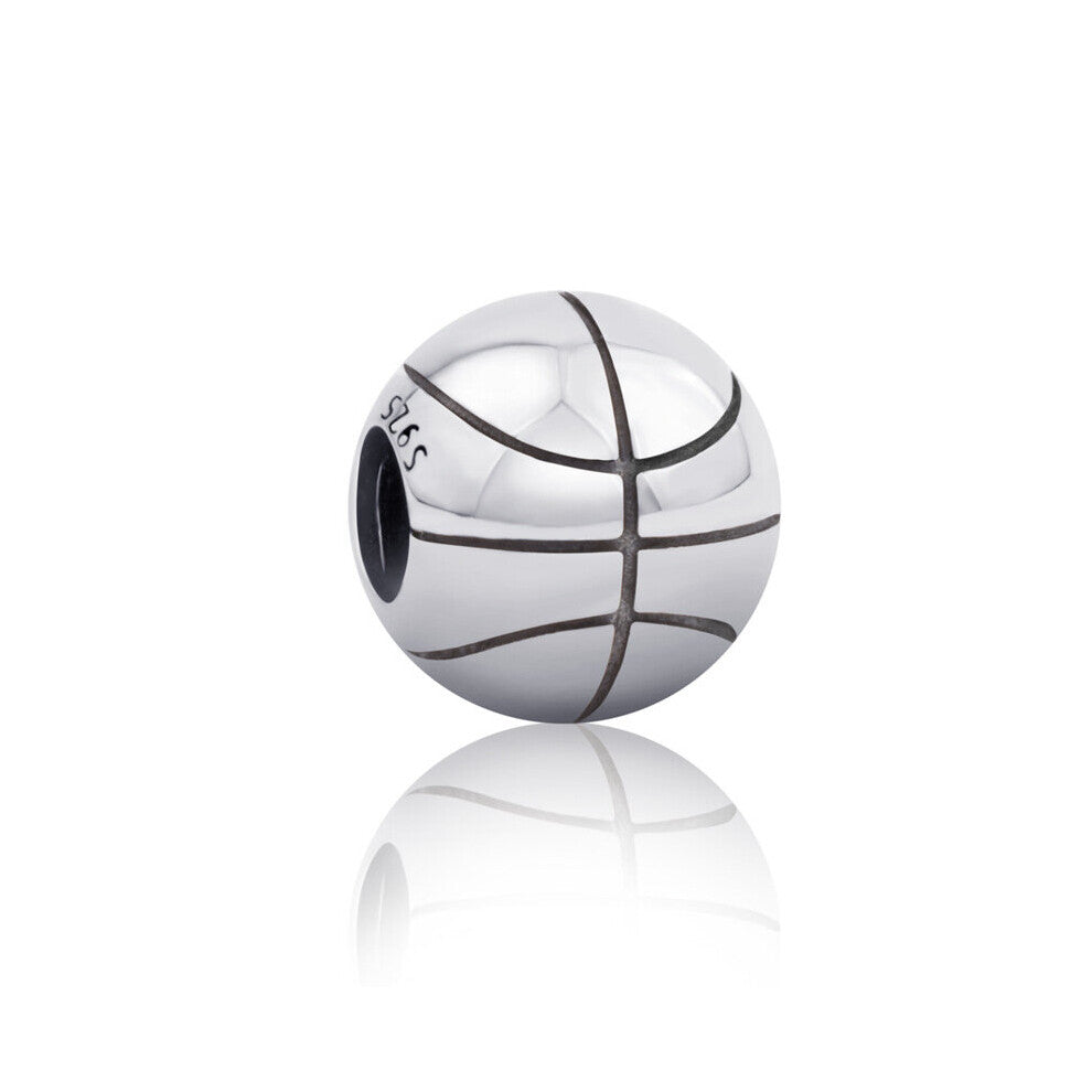TrustDavis Real 925 Sterling Silver Beads Basketball Charm Pendant Fit Bracelet Necklace DIY Accessories Jewelry HY763