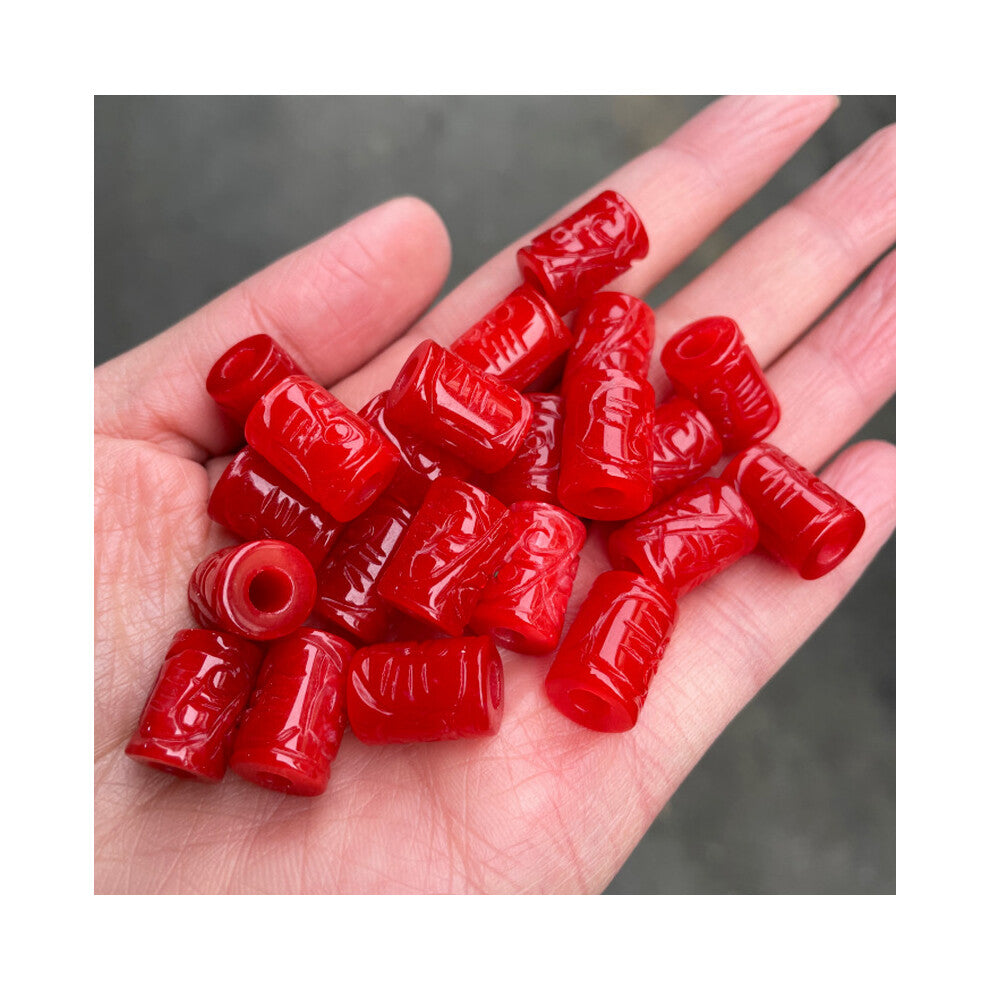 5pc Natural A Red Jade Carving Money Beads DIY Bracelet Bangle Charm Jadeite Jewellery Accessories Amulet Gift Women Men