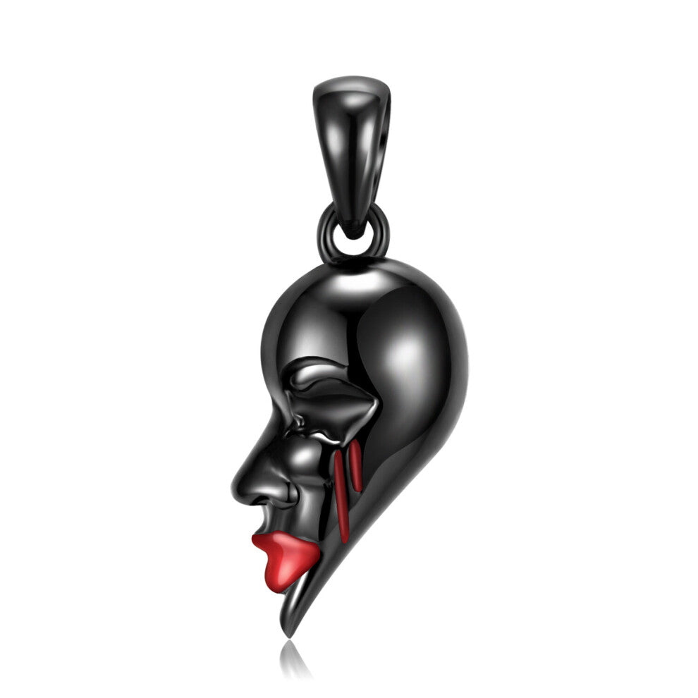 925 Sterling Silver Left Right Face Skull Vase Portable Lamp Pendant Necklace Jewelry Necklace Chains Accessories