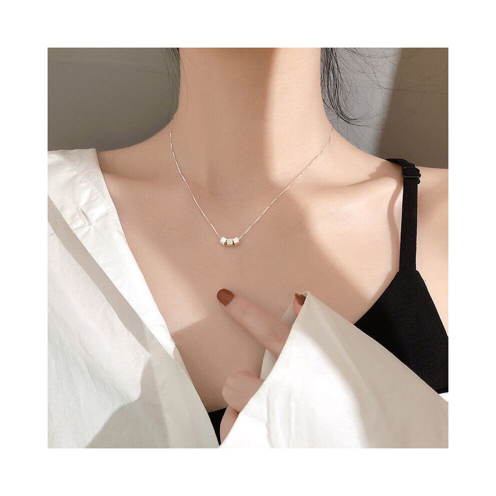 925 Sterling Silver Pendant Necklaces Geometric Square Necklace Women Fine Jewelry Accessories