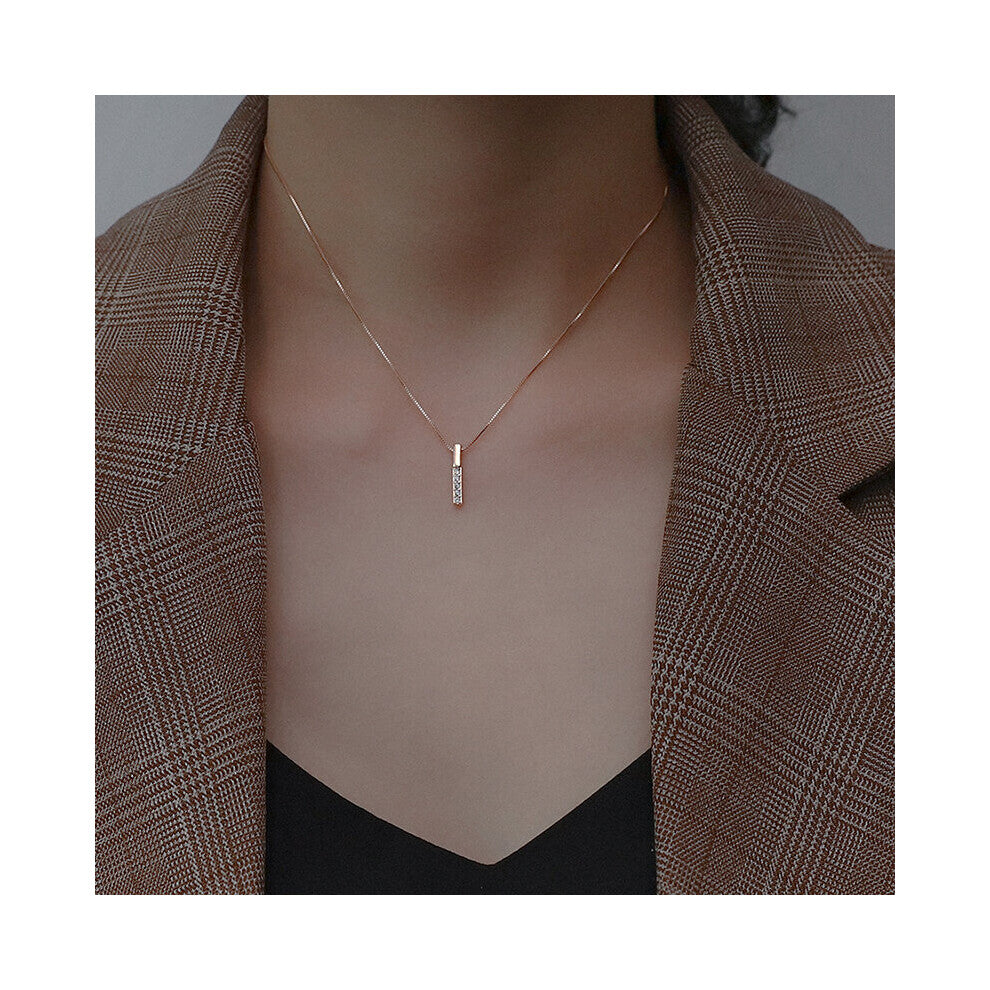 Arrived 925 Sterling Silver Zircon Rhinestone Strip Shape Pendant Necklaces Women Hot Jewelry Accessories Gift