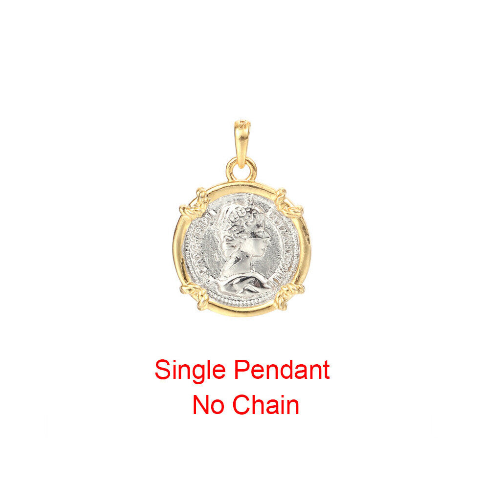 S'STEEL Layered Pendants 925 Sterling Silver For Women Portrait Round Pendant Accessories Colgante Plata 925 Jewellery