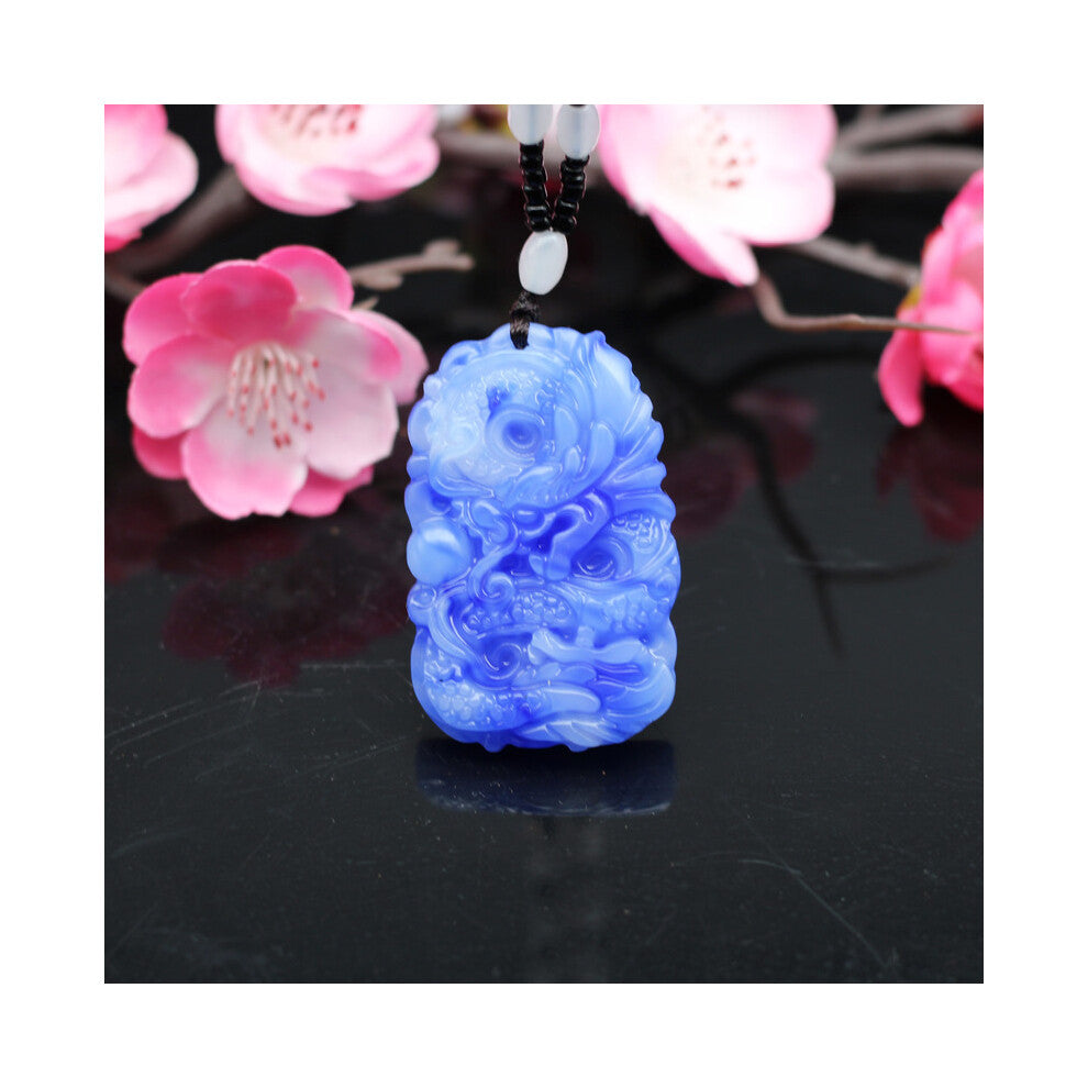 Natural Jade Dragon Pendant Necklace Chinese Hand-Carved Charm Jewelry Amulet Accessories for Men Women