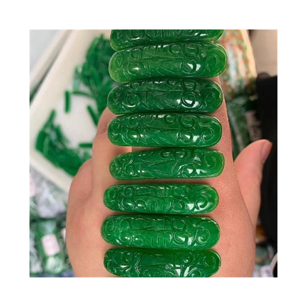 1pc Natural A Green Jade Carved beads DIY Bracelet Bangle Charm Jadeite Jewellery Accessories Amulet for Women Men