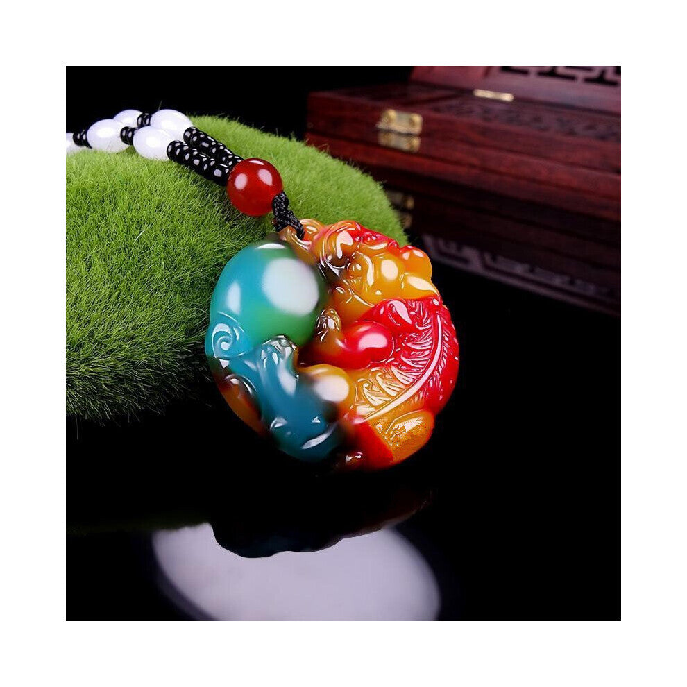 Natural Jade Pixiu Pendant Necklace Chinese Hand-Carved Charm Jewelry Amulet Accessories for Men Women Lucky