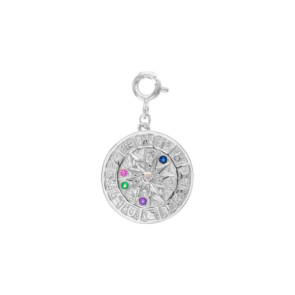 Trustdavis Real 925 Sterling Silver Colour CZ Compass Charm Pendant DIY Accessories Jewelry HY790