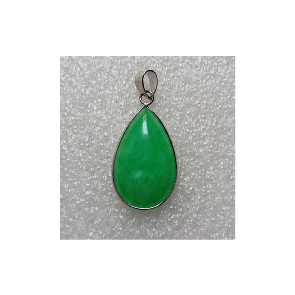 Natural Green Jade Water Drop Pendant 925 Silver Necklace Chinese Charm Jewelry Accessories for Women Chain