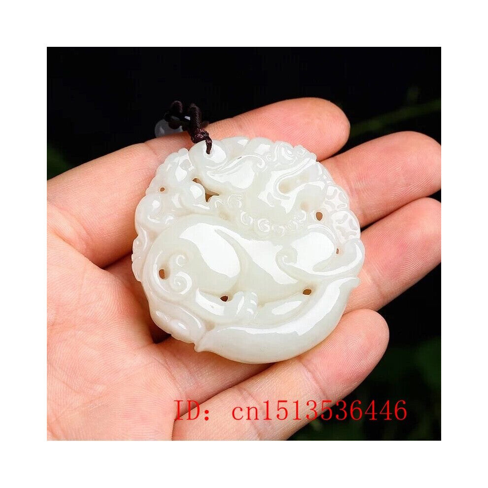 Natural Green Jade Dragon Pixiu Pendant Necklace Charm Jewellery Accessories Hand-Carved Man Luck Amulet