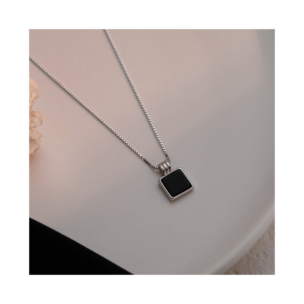 925 Sterling Silver Square Necklace For Women High-end Pendants Fine Jewelry Accessories Wedding Pary Gift