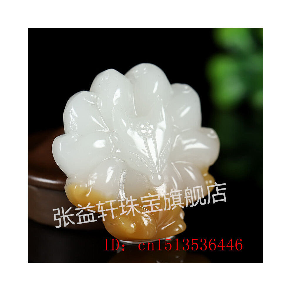 Chinese Yellow Jade Nine-tailed Fox Pendant Necklace Charm Jadeite Jewelry Carved Amulet Accessories for Women Men
