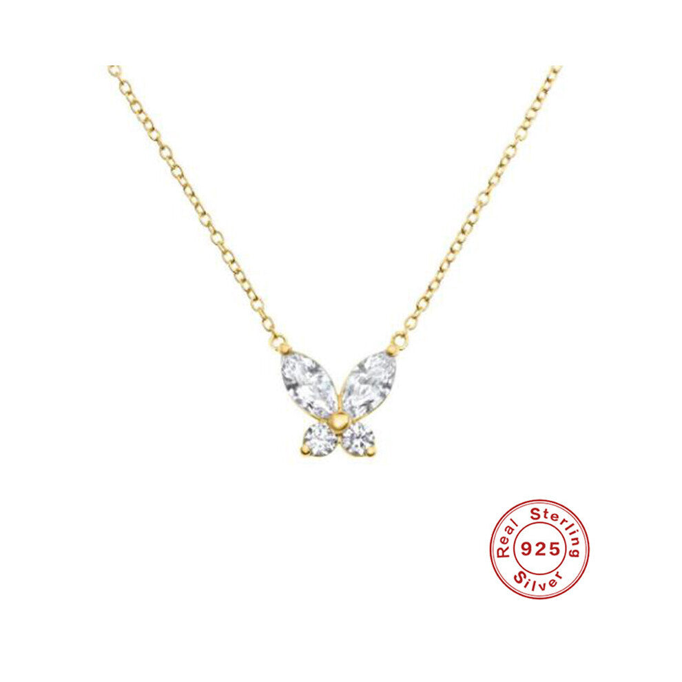 925 Sterling Silver Butterfly Necklace For Women Chain Necklace The Diamond Choker Jewelry Accessories Jewelry Naszyjnik