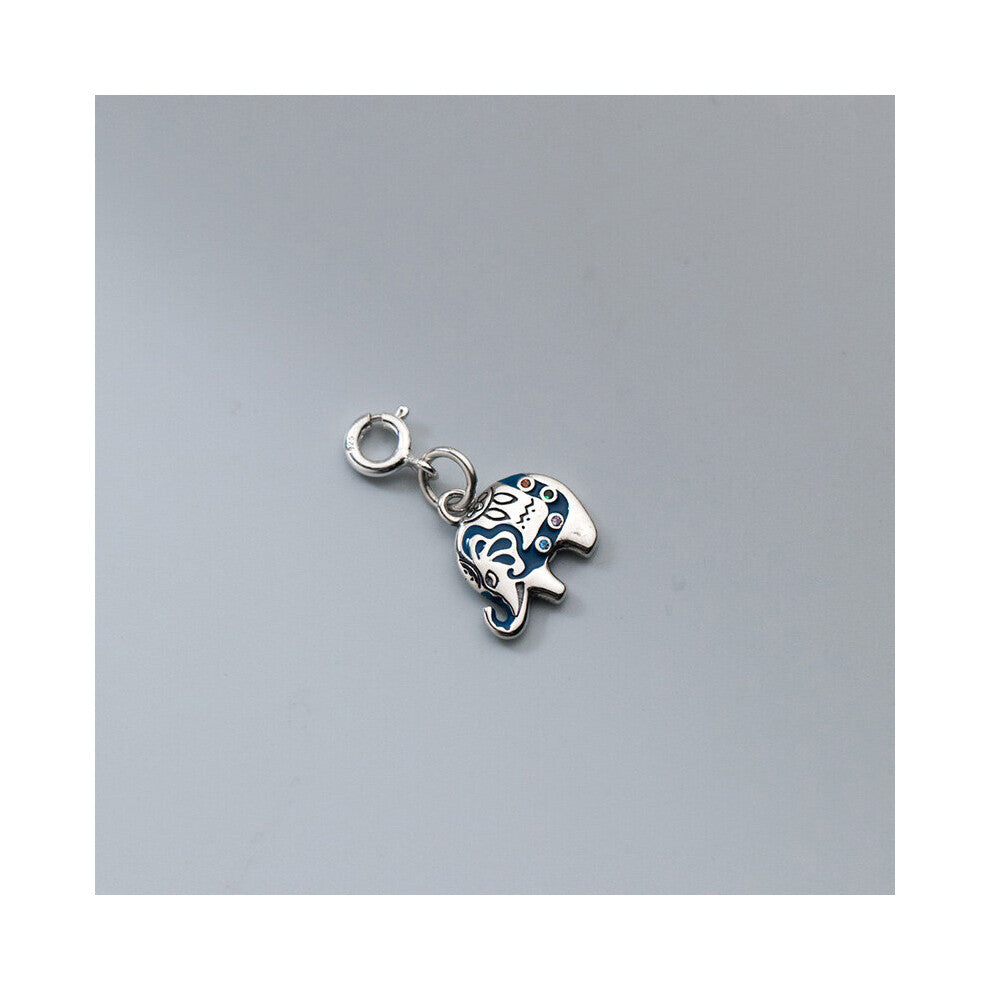 TrustDavis Real 925 Sterling Silver Sweet Elephant Colour CZ Charm Pendant DIY Necklace Accessories Fine Jewelry DZ800