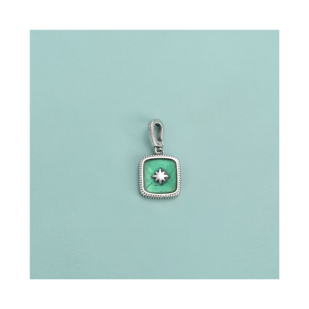 TrustDavis Real 925 Sterling Silver Square Glaze Charm Pendant DIY Necklace Bracelet Accessories Jewelry DZ700