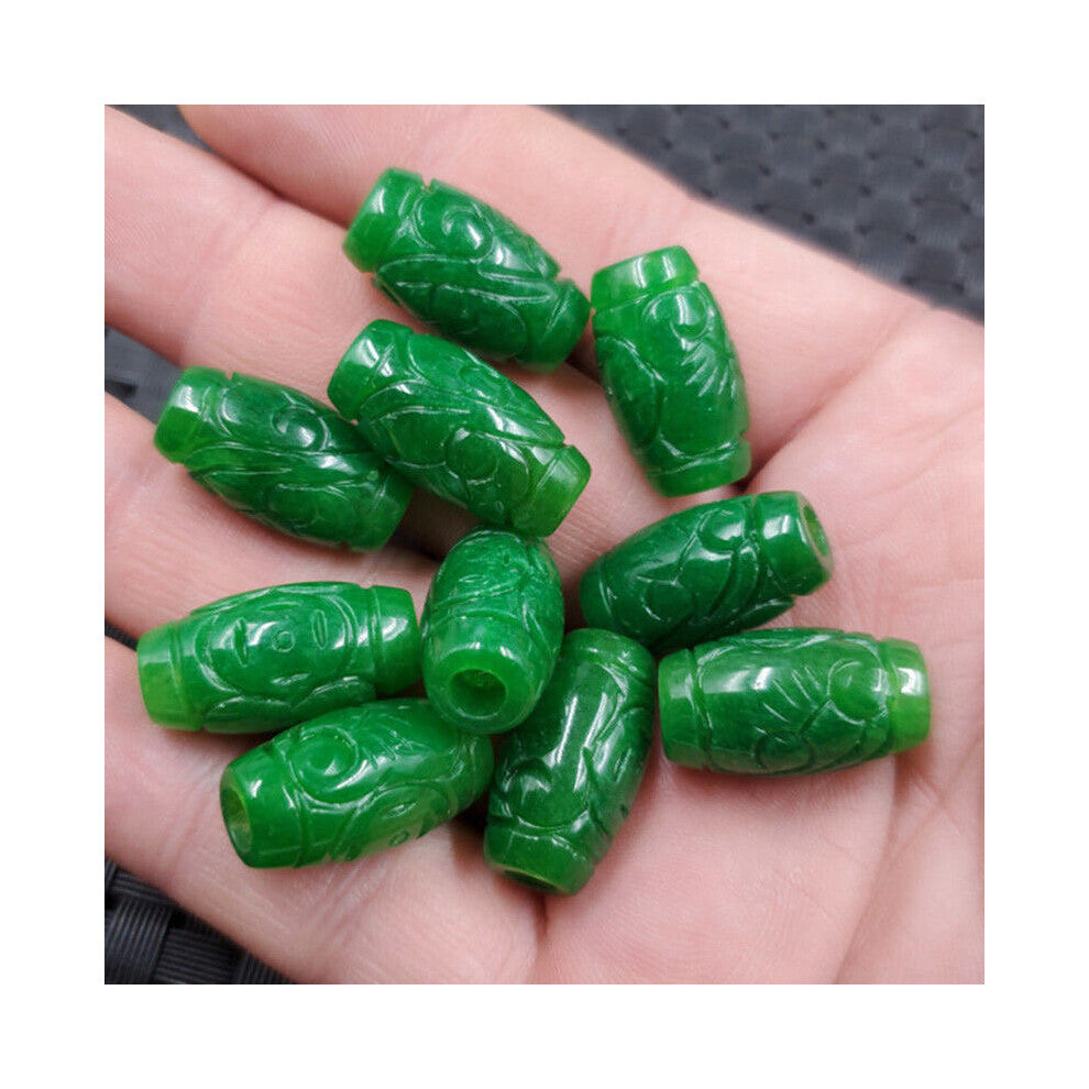 5pc Natural A Green Jade Money Beads DIY Bracelet Bangle Charm Jadeite Jewellery Accessories Amulet for Women Men