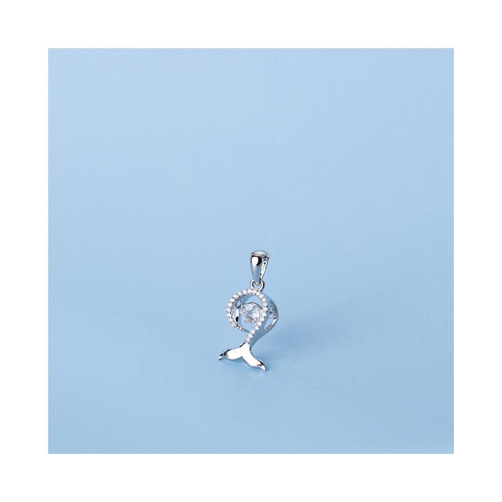 TrustDavis Real 925 Sterling Silver Mermaid Tail CZ Charm Pendant DIY Necklace Accessories Fine Jewelry HY557