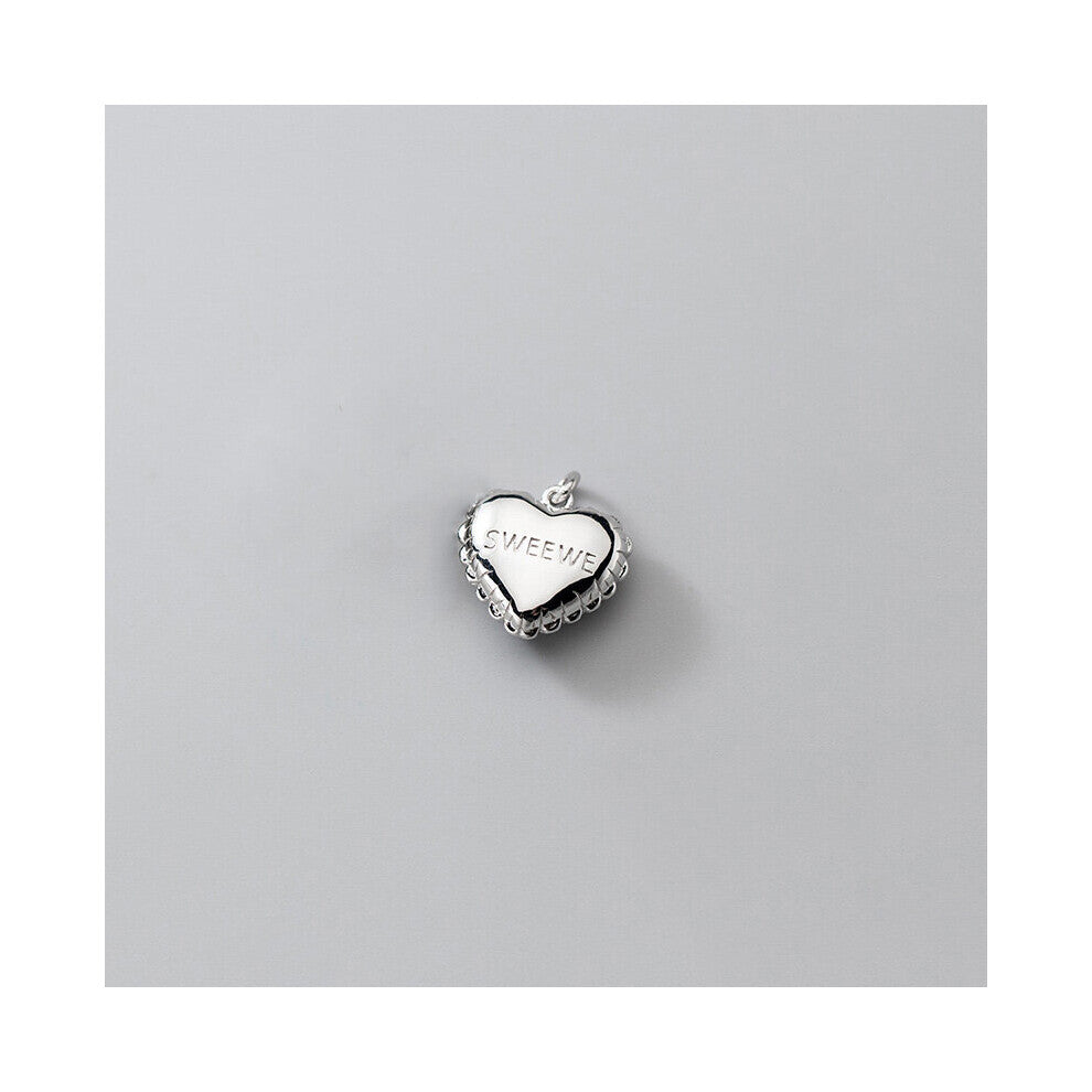 TrustDavis Real 925 Sterling Silver Romantic Heart Pendant DIY Necklace Bracelet Accessories Fine Jewelry HY883