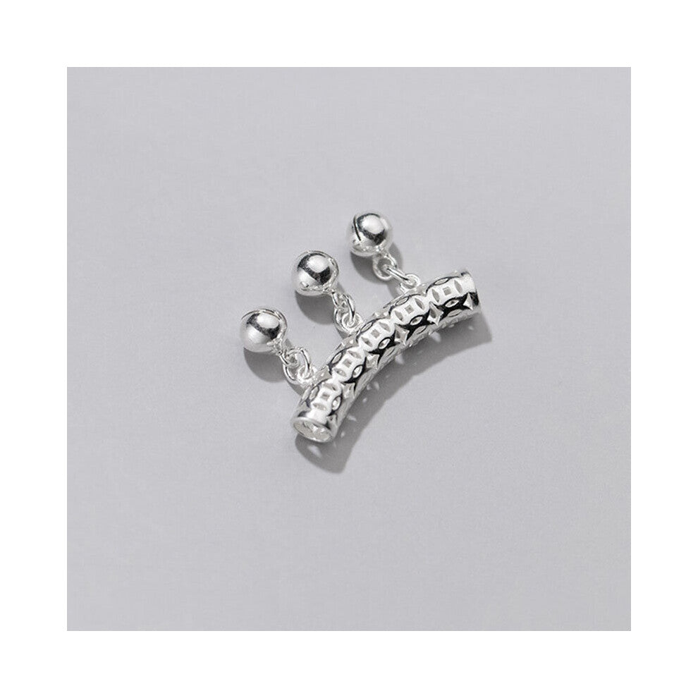 Trustdavis 925 Sterling Silver Sweet Tassel Bell Bend Charms Pendant For Bracelet Or Necklace DIY Accessories DZ296