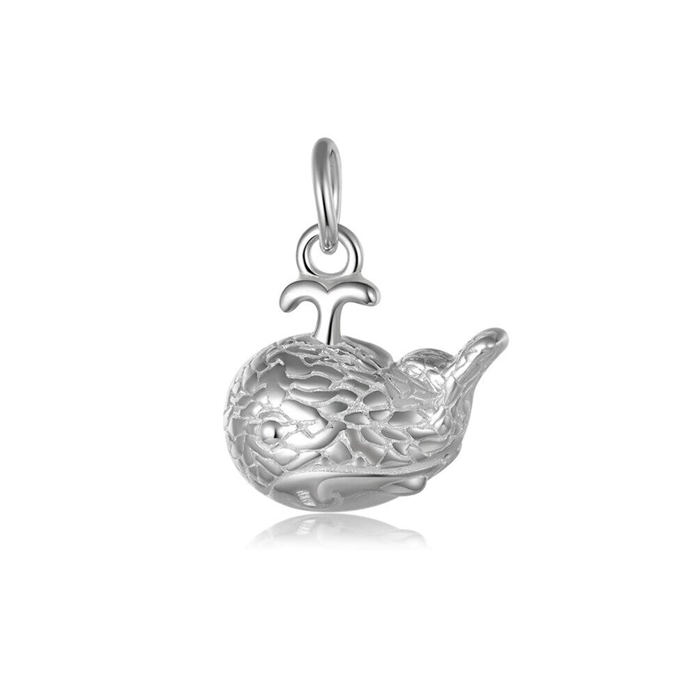 TrustDavis Real 925 Sterling Silver Sweet Whale Charm Pendant DIY Accessories Fine Jewelry HY284