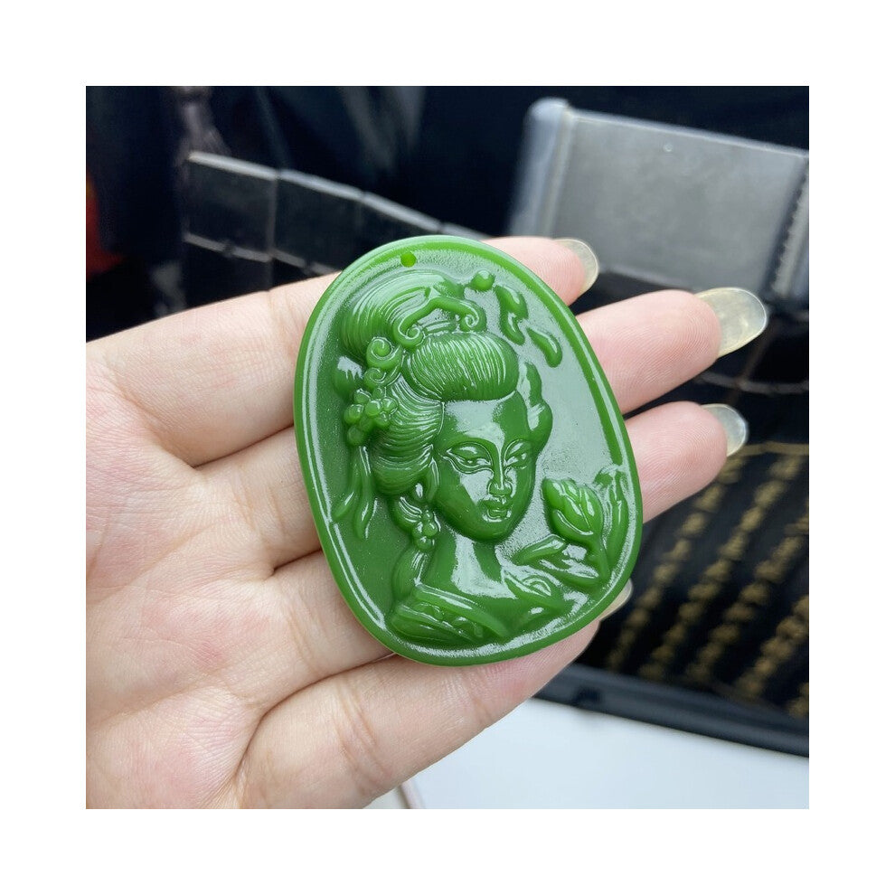 Natural Green Hand-carved Beauty Jade Pendant Boutique Jewelry Couple Necklace Gift Accessories