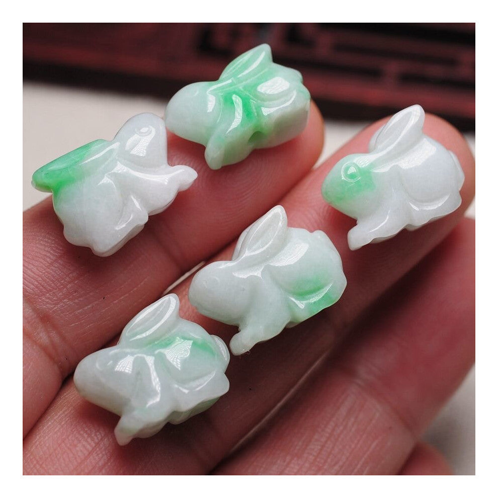 1pc Violet Natural A Emerald Jade Carving Rabbit Beads DIY Bracelet Pendants Charm Jewellery Accessories Amulet Women Men