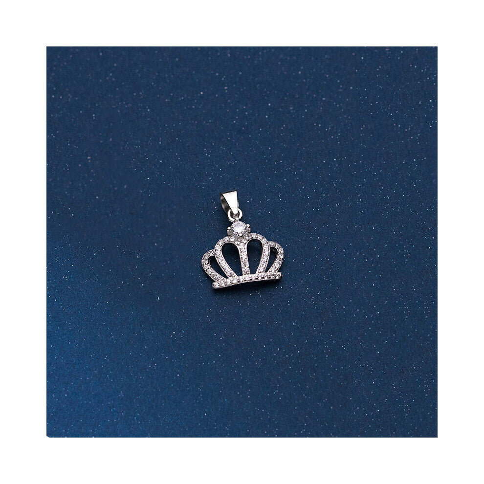 TrustDavis Real 925 Sterling Silver Sweet Crown CZ Pendant DIY Necklace Accessories Fine Jewelry HY868
