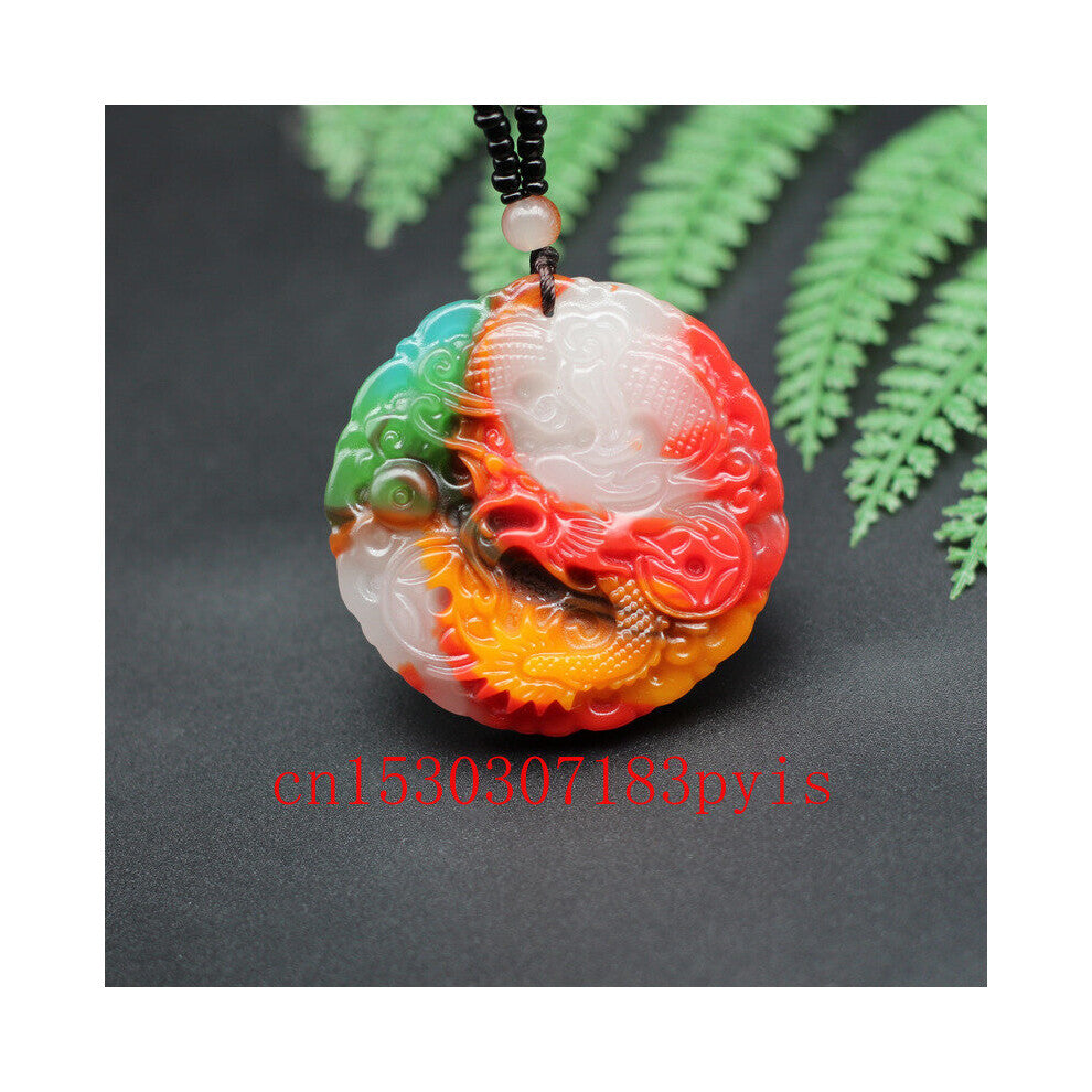 Natural Jade Dragon Pendant Necklace Chinese Hand-Carved Charm Jewelry Accessories Amulet Men Women Lucky