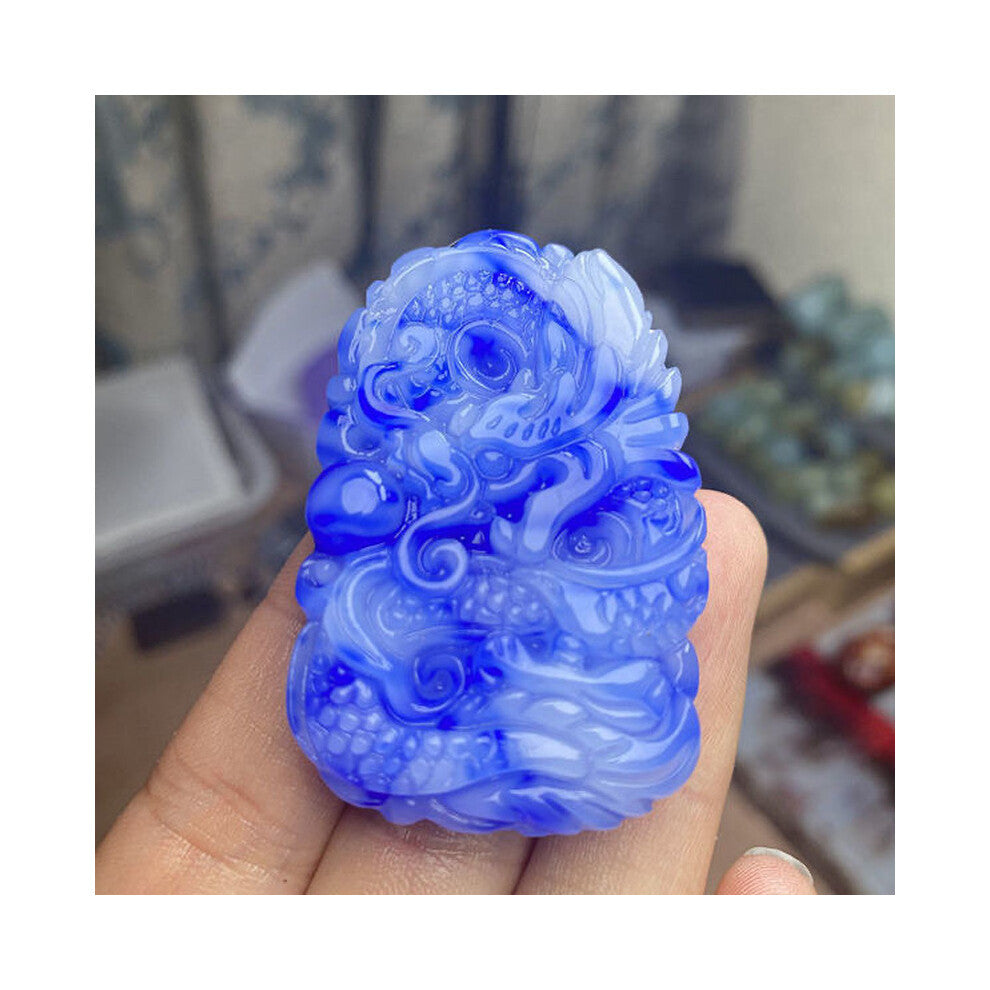 Natural Jade Dragon Pendant Necklace Chinese Hand-Carved Charm Jewelry Amulet Accessories for Men Women